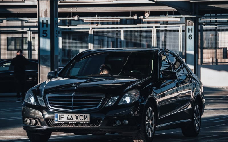 Black Mercedes executive saloon